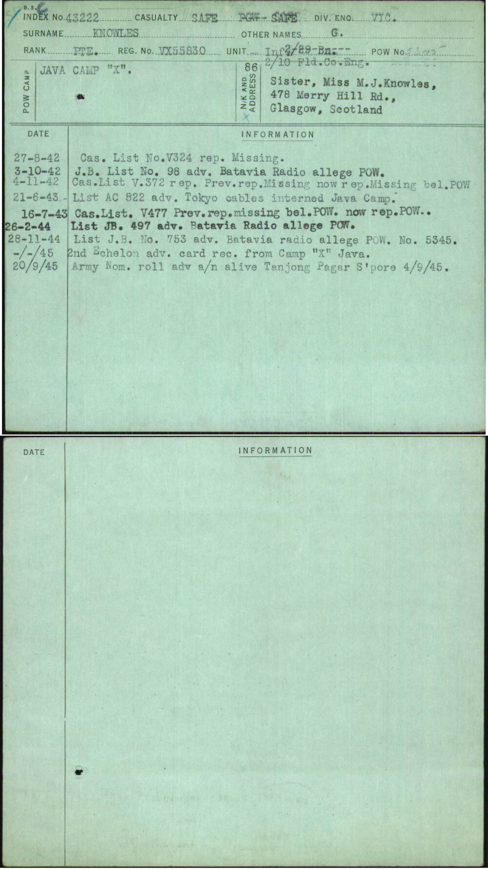 Knowles, G, VX55830