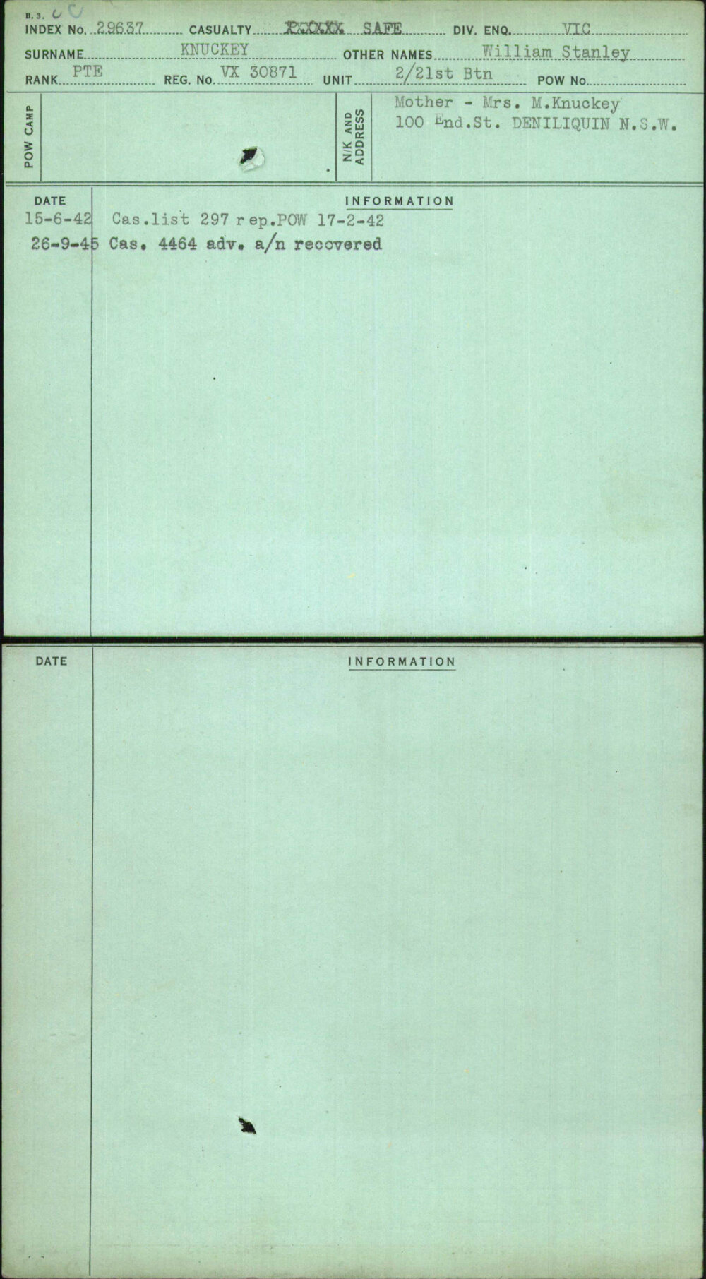 Knuckey, William Stanley, VX30871