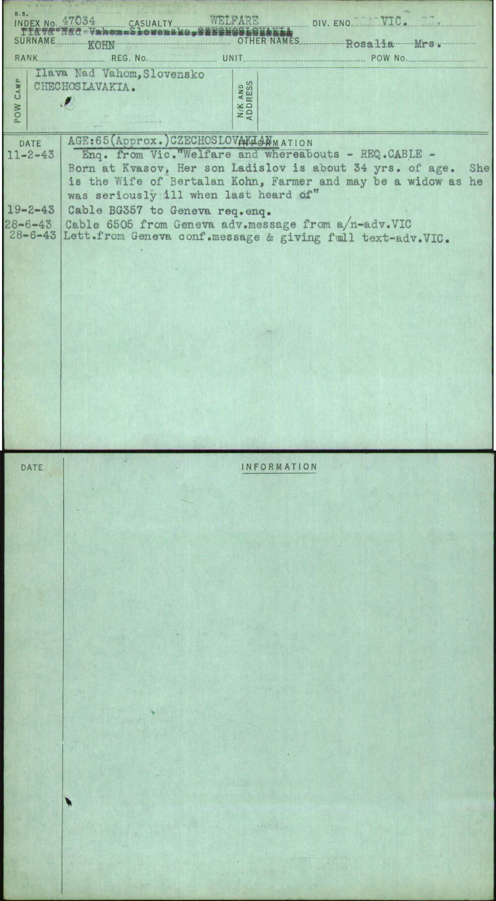 Kohn, Rosalia Mrs, [No Service Number]