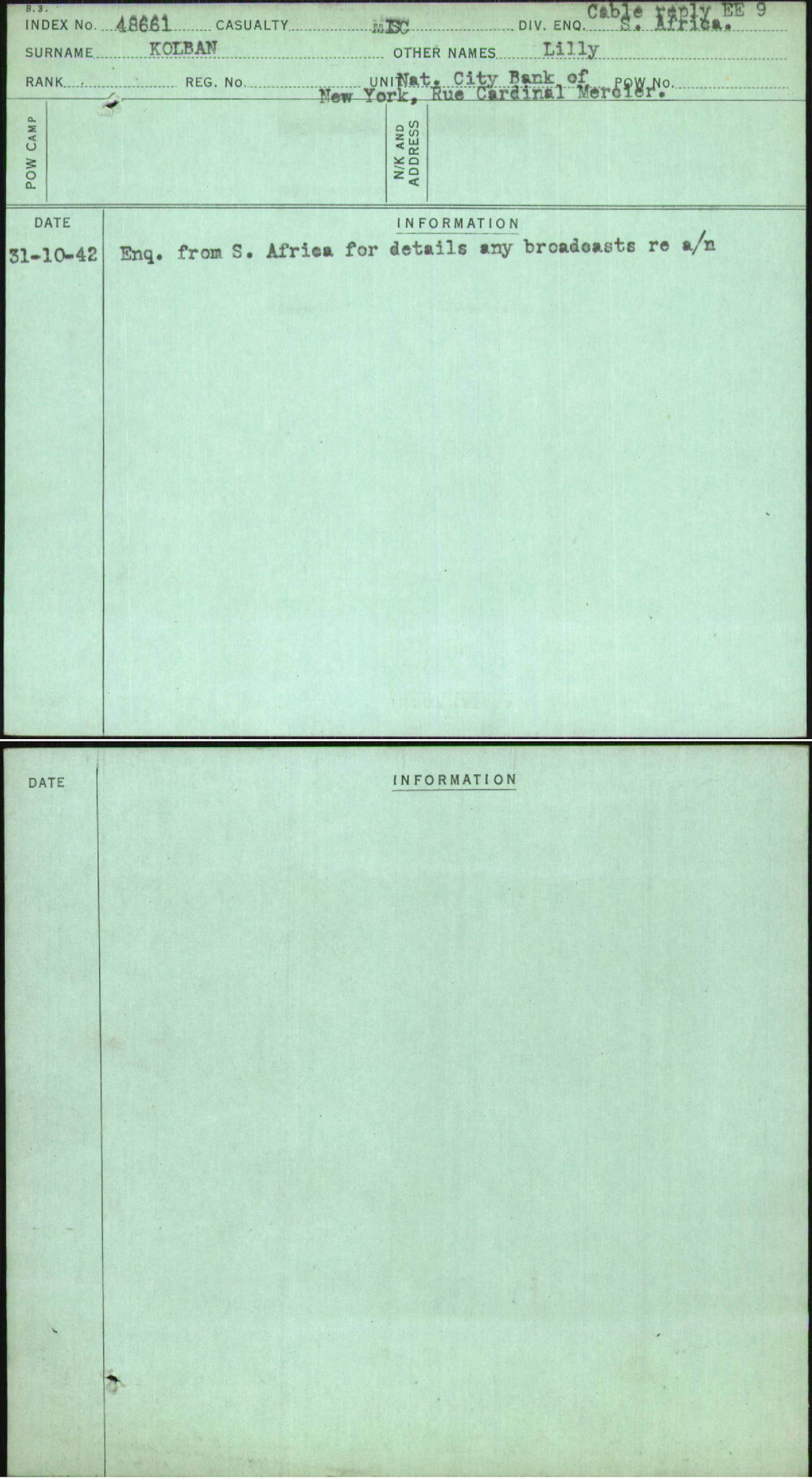 Kolban, Lilly, [No Service Number]