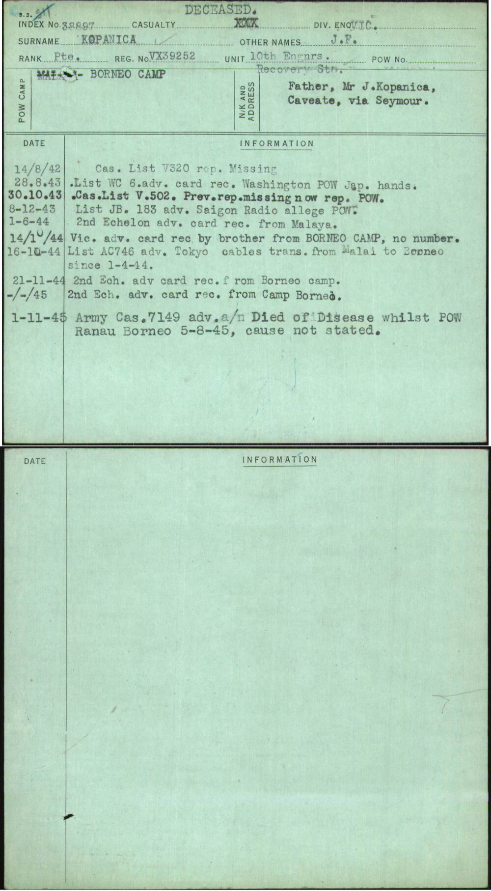 Kopanica, J F, VX39252