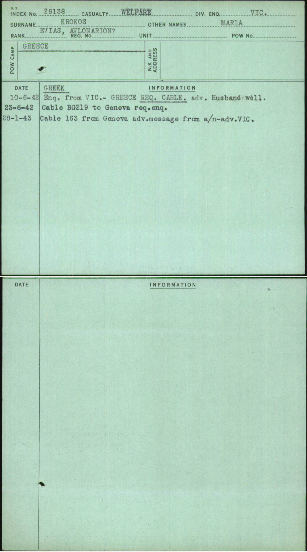 Krokos, Maria, [No Service Number]