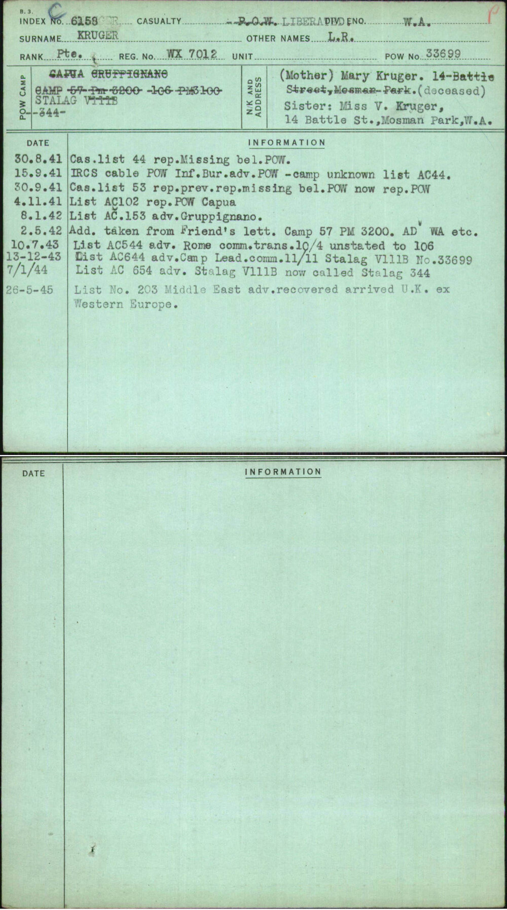 Kruger, L R, WX7012