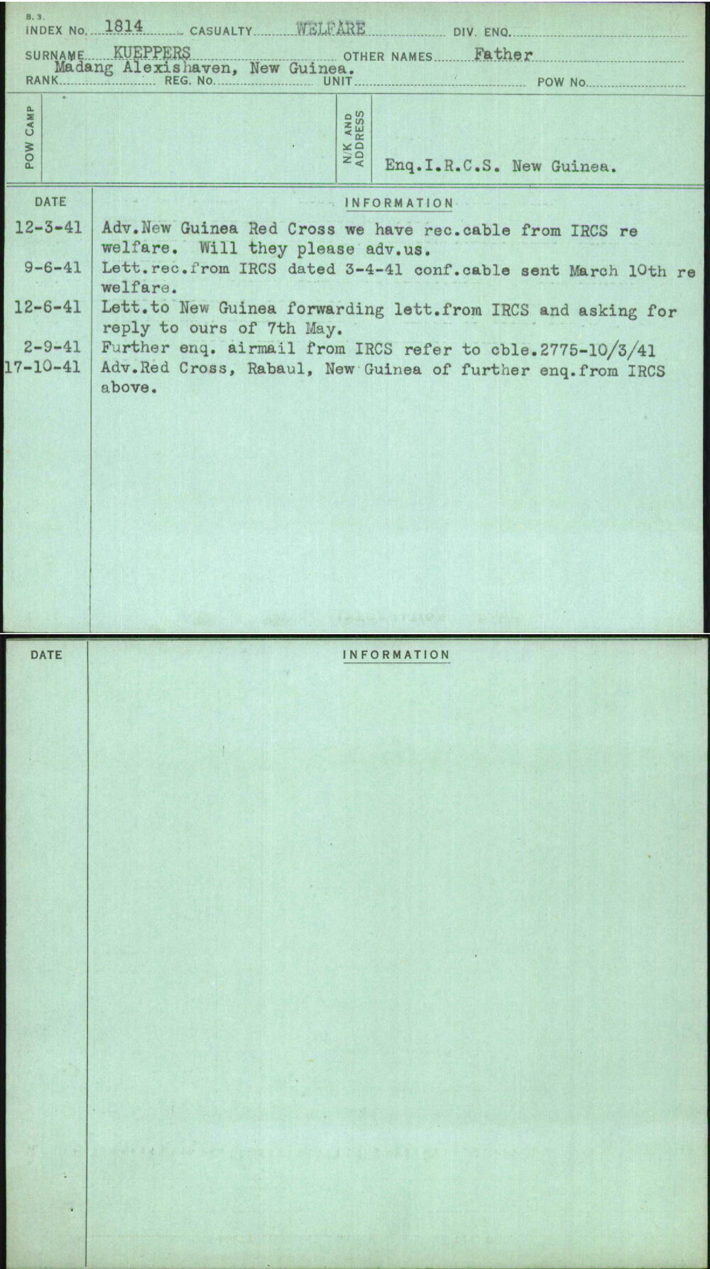 Kueppers, Father, [No Service Number]