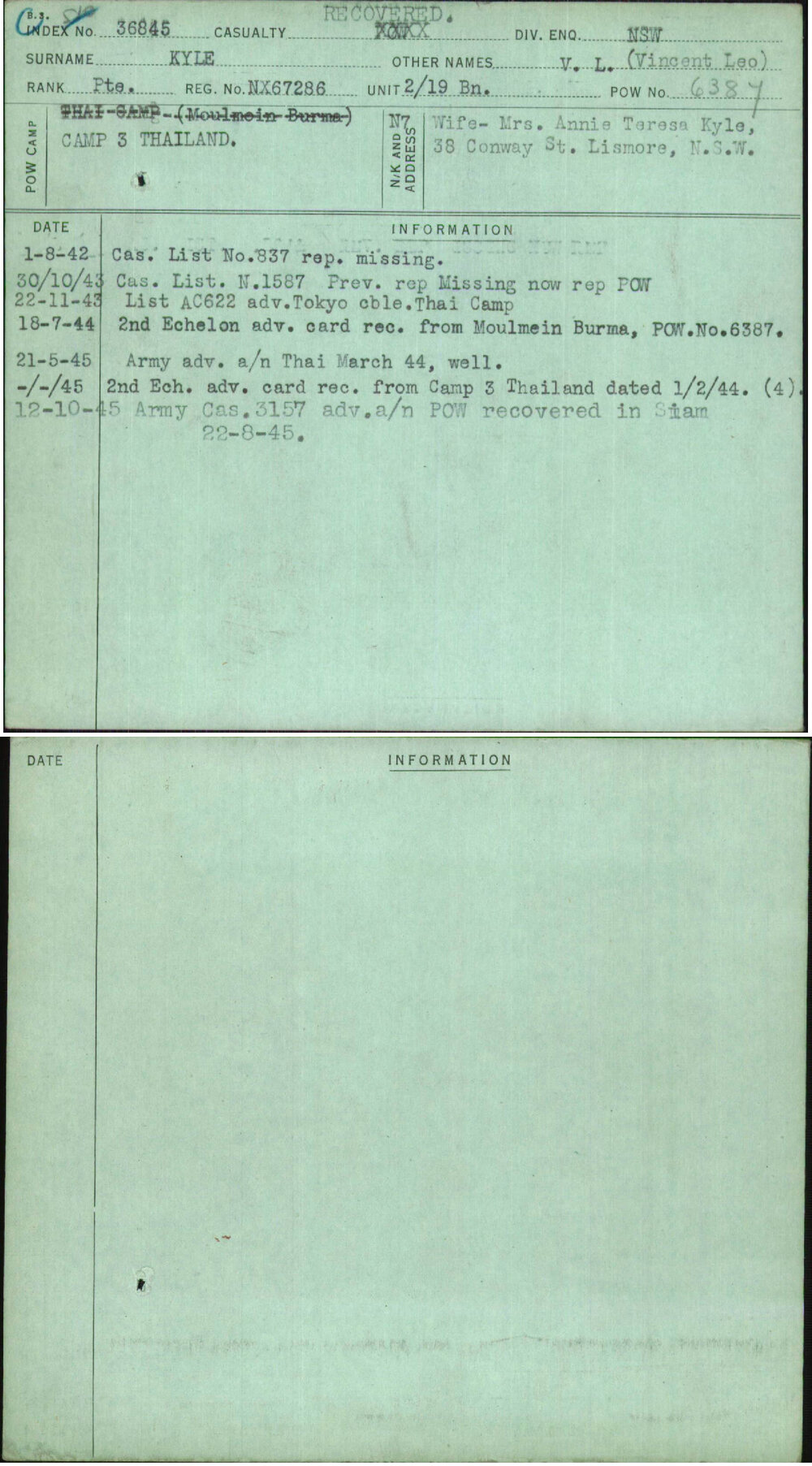 Kyle, V L (Vincent Leo), NX67286