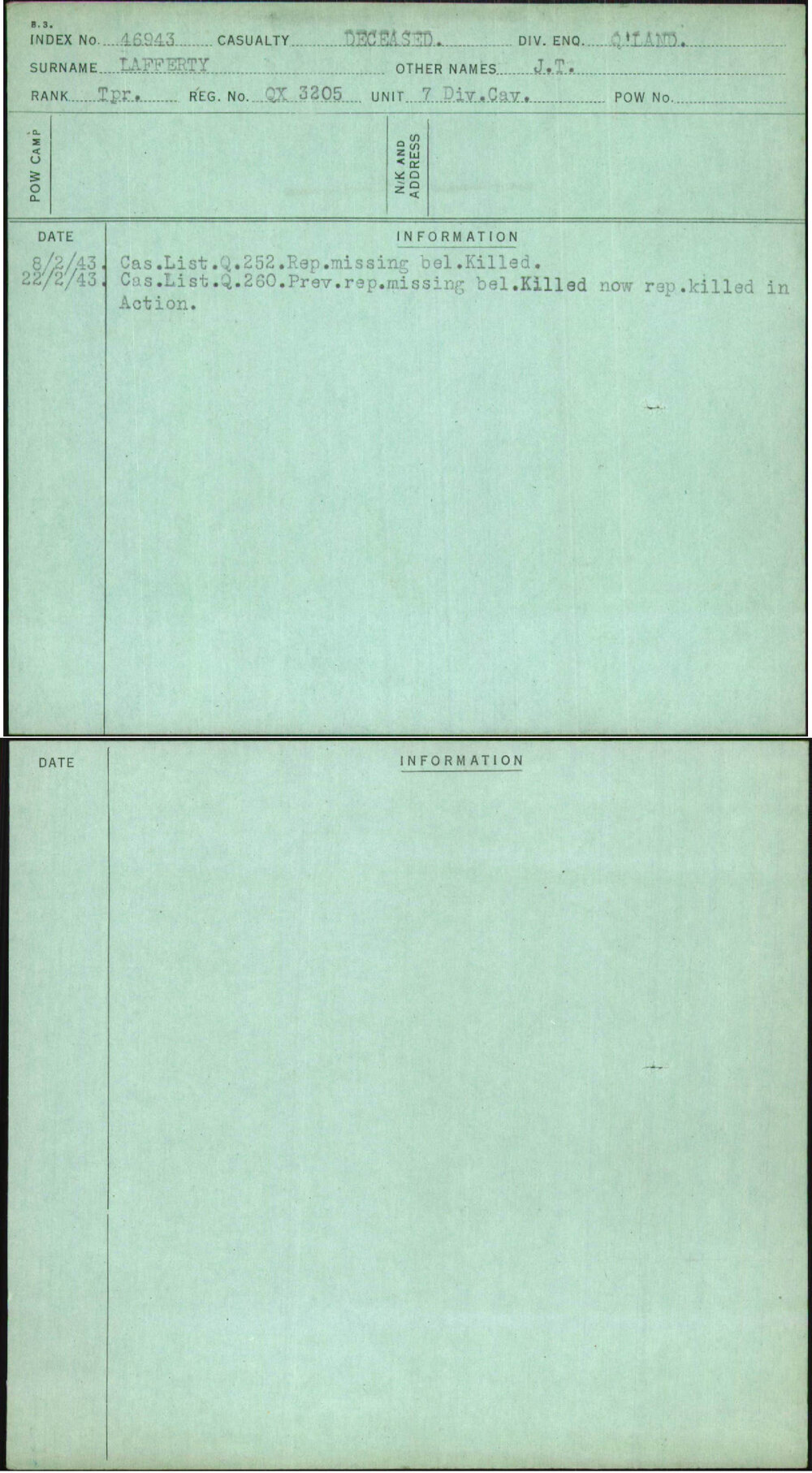 Lafferty, J T, QX3205