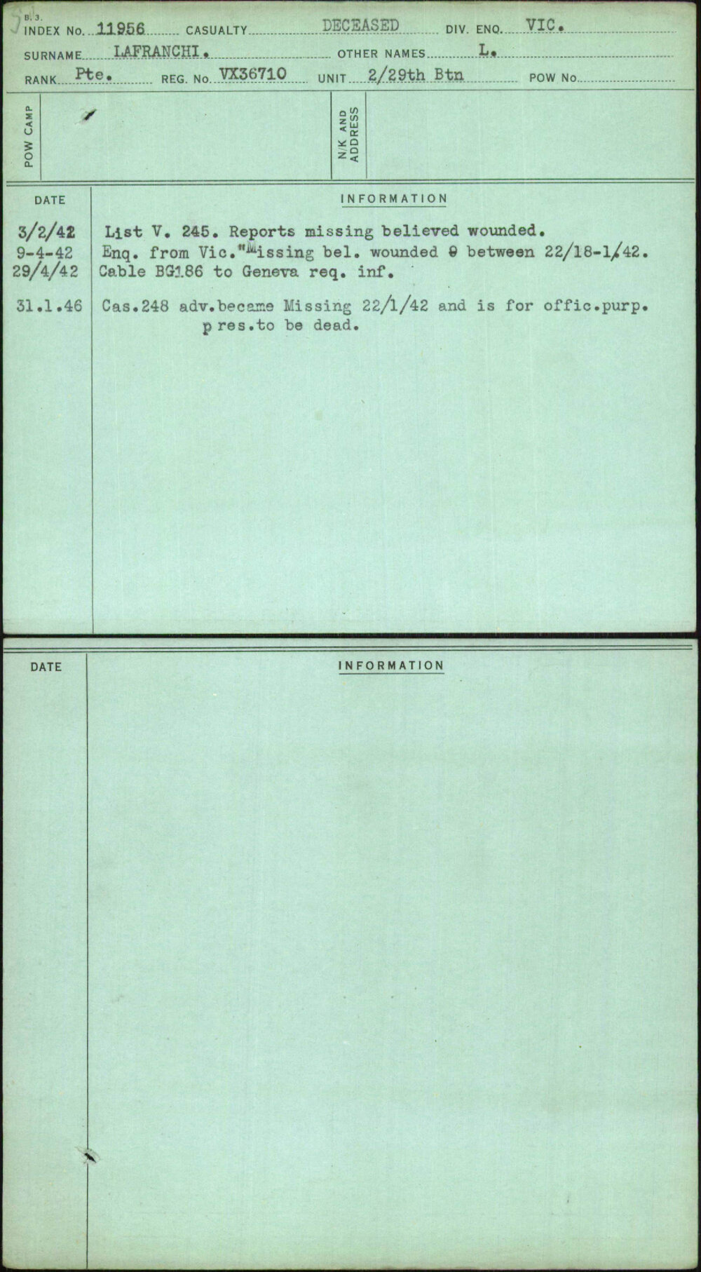 Lafranchi, L, VX36710