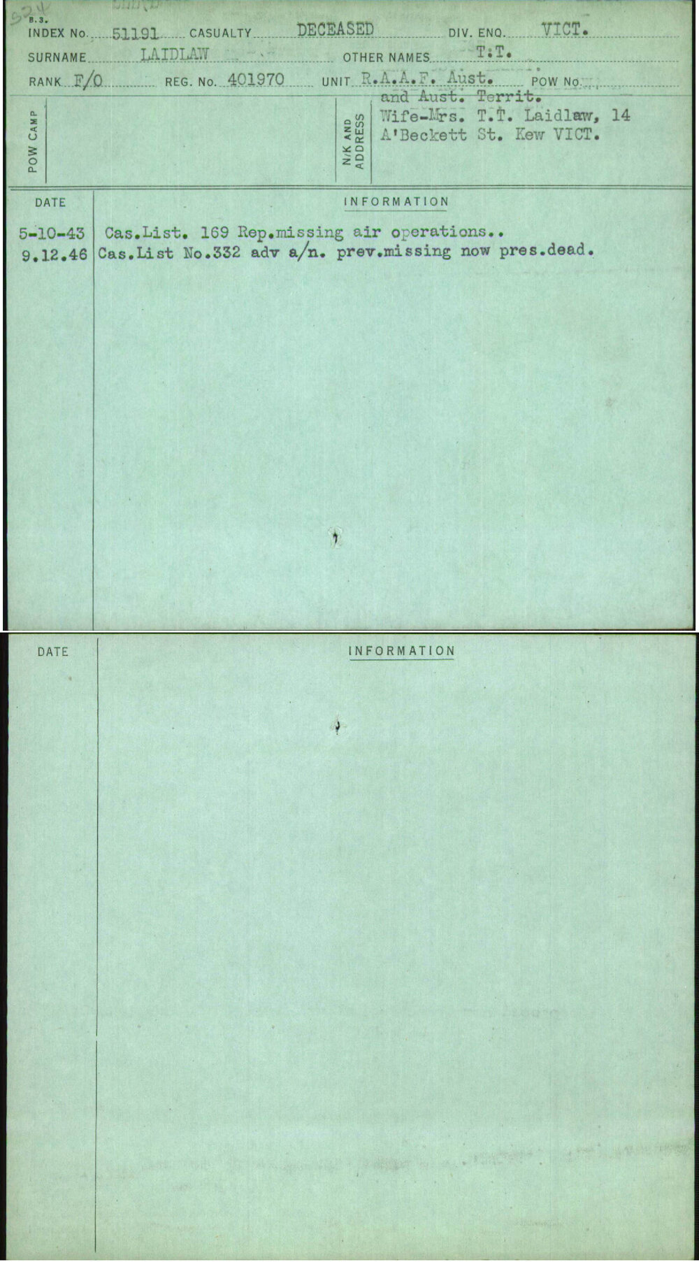 Laidlaw, T T, 401970