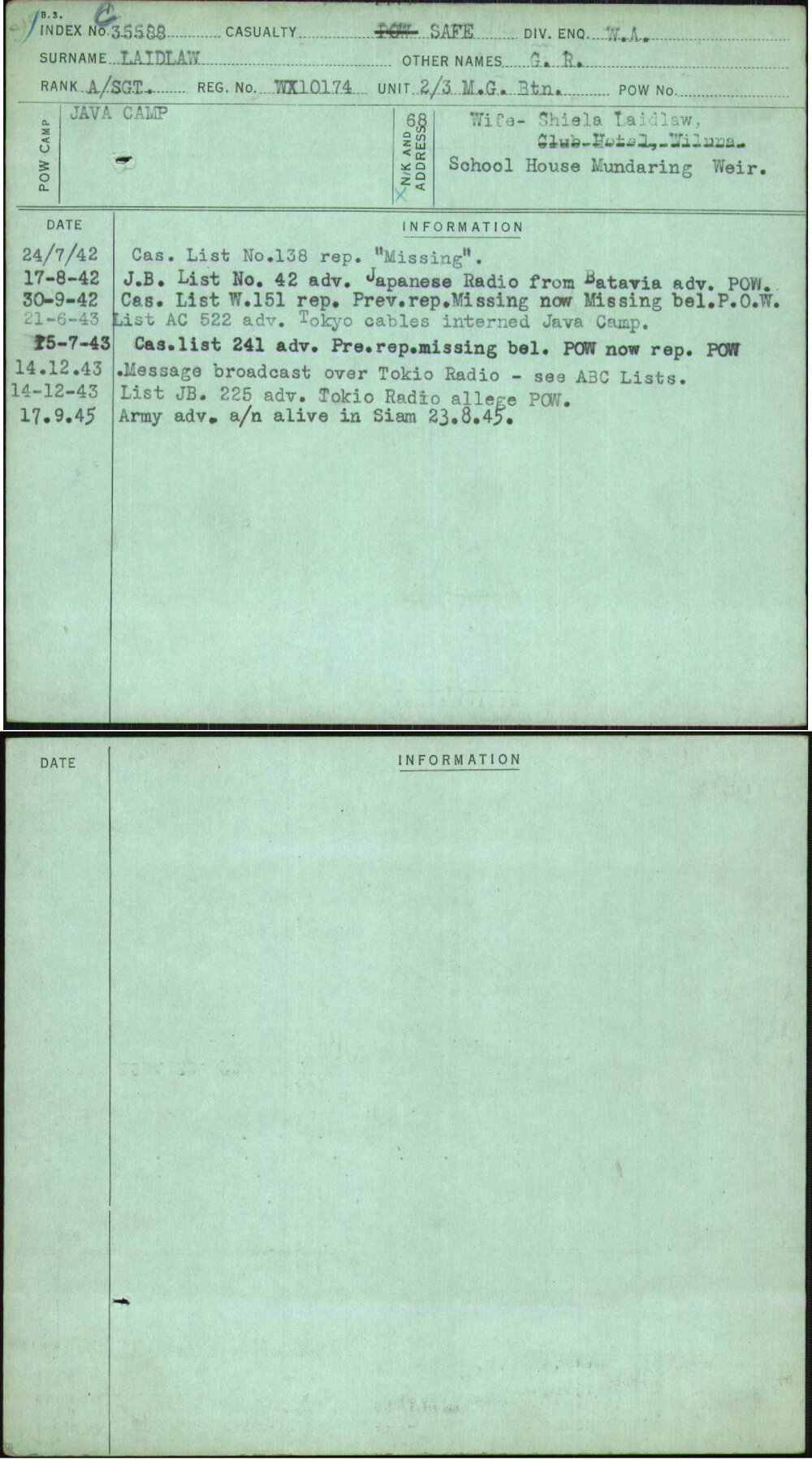 Laidlaw, G R, WX10174