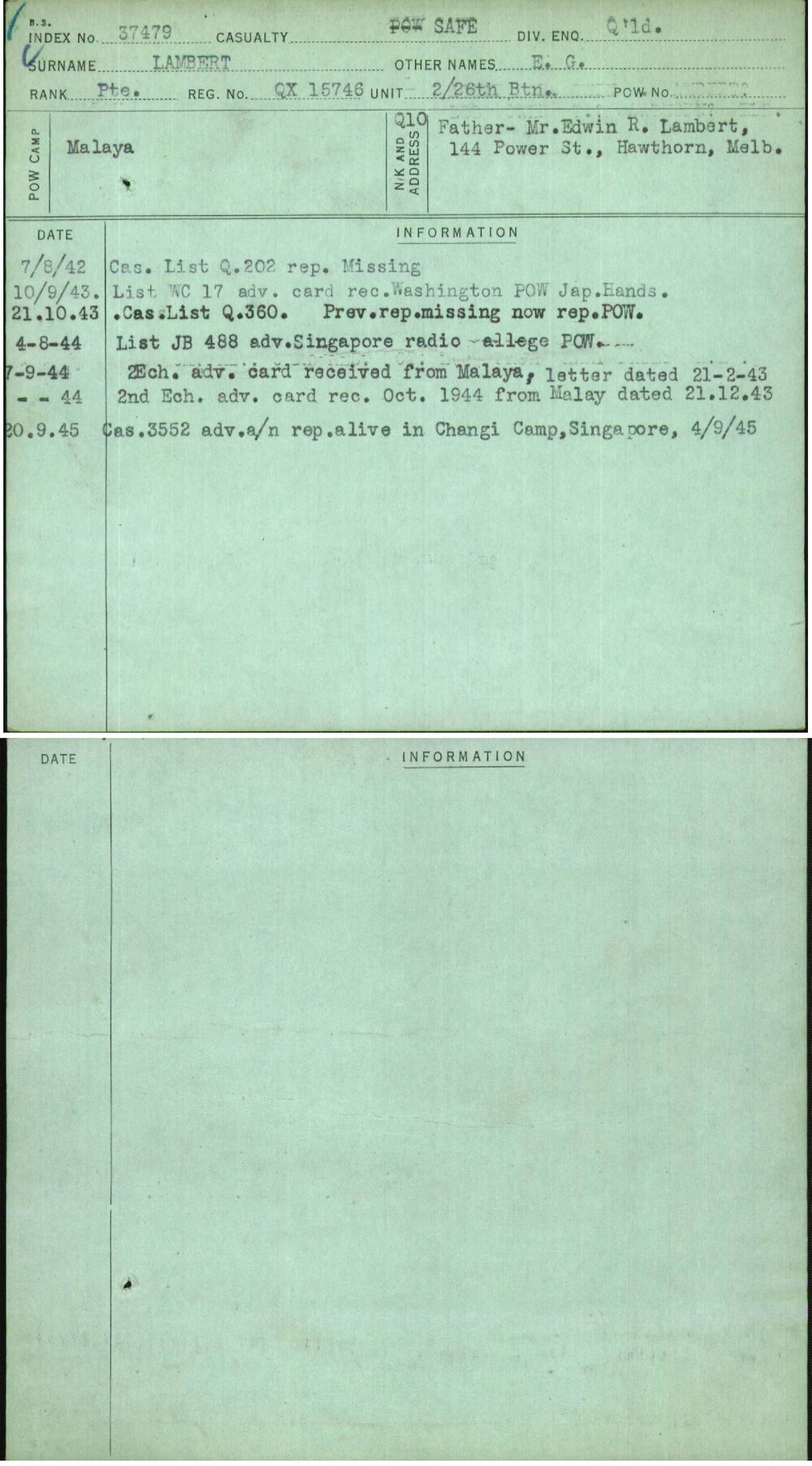 Lambert, E G, QX15746