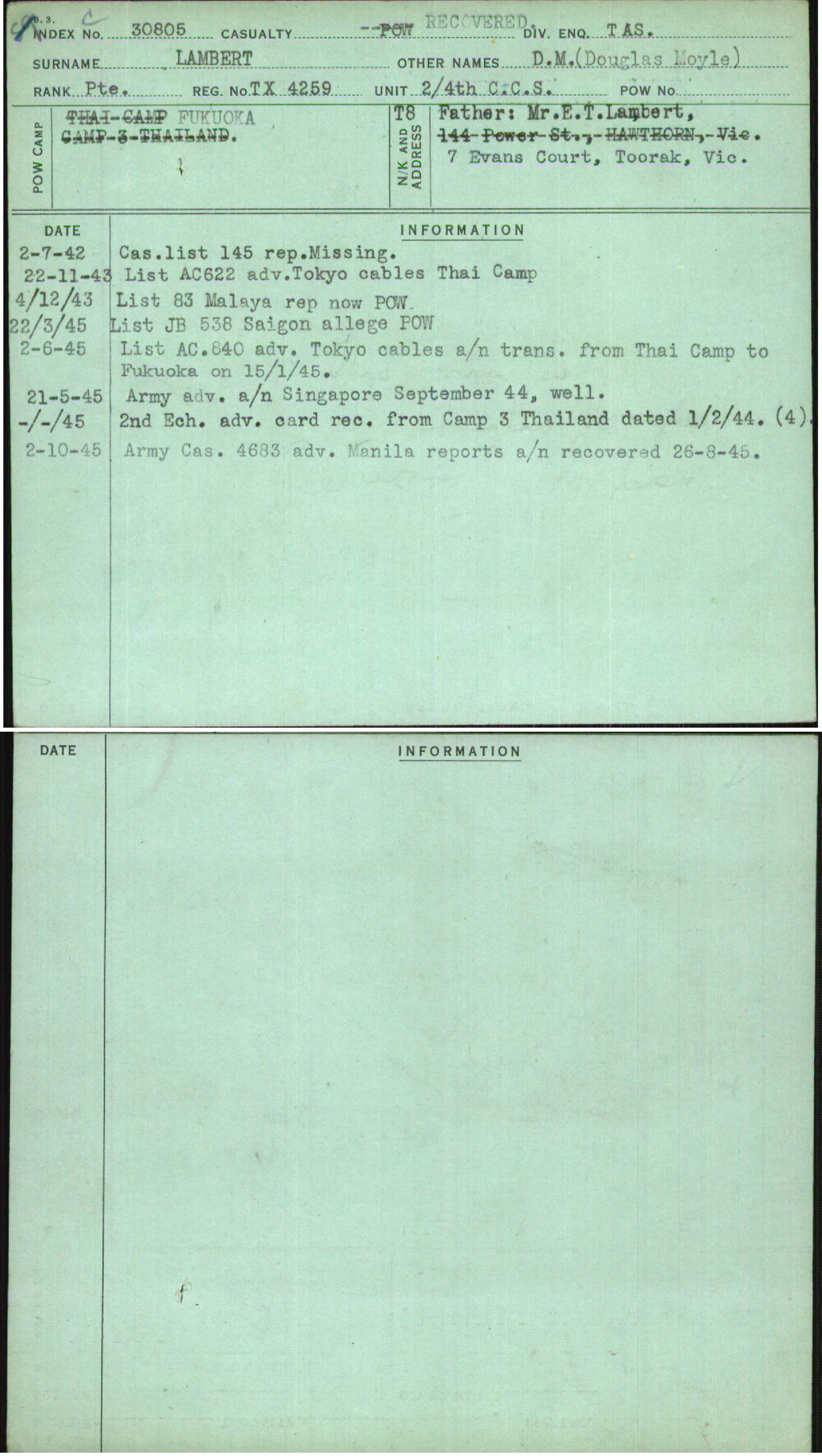Lambert, D M (Douglas Moyle), TX4259