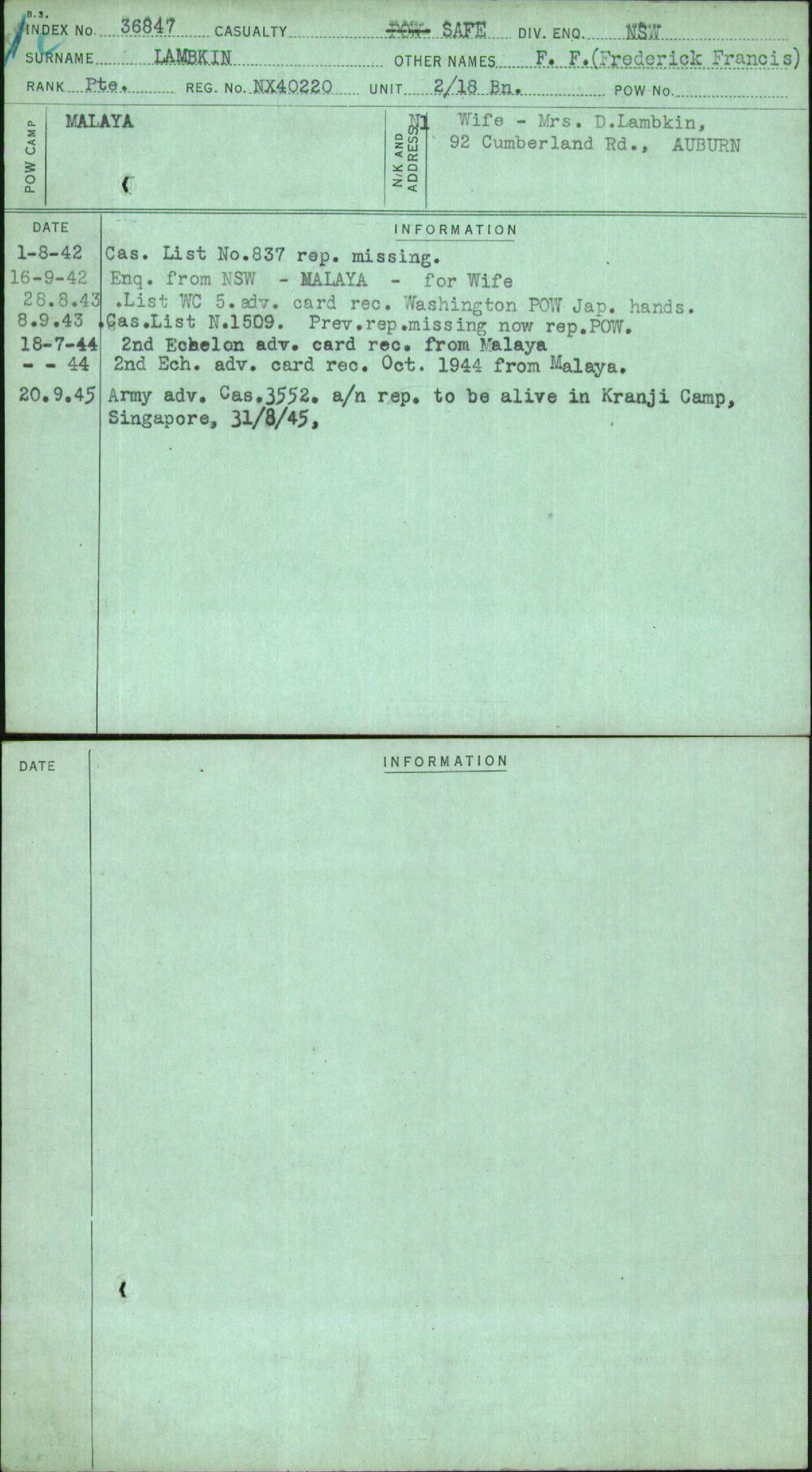 Lambkin, F F (Frederick Francis), NX40220