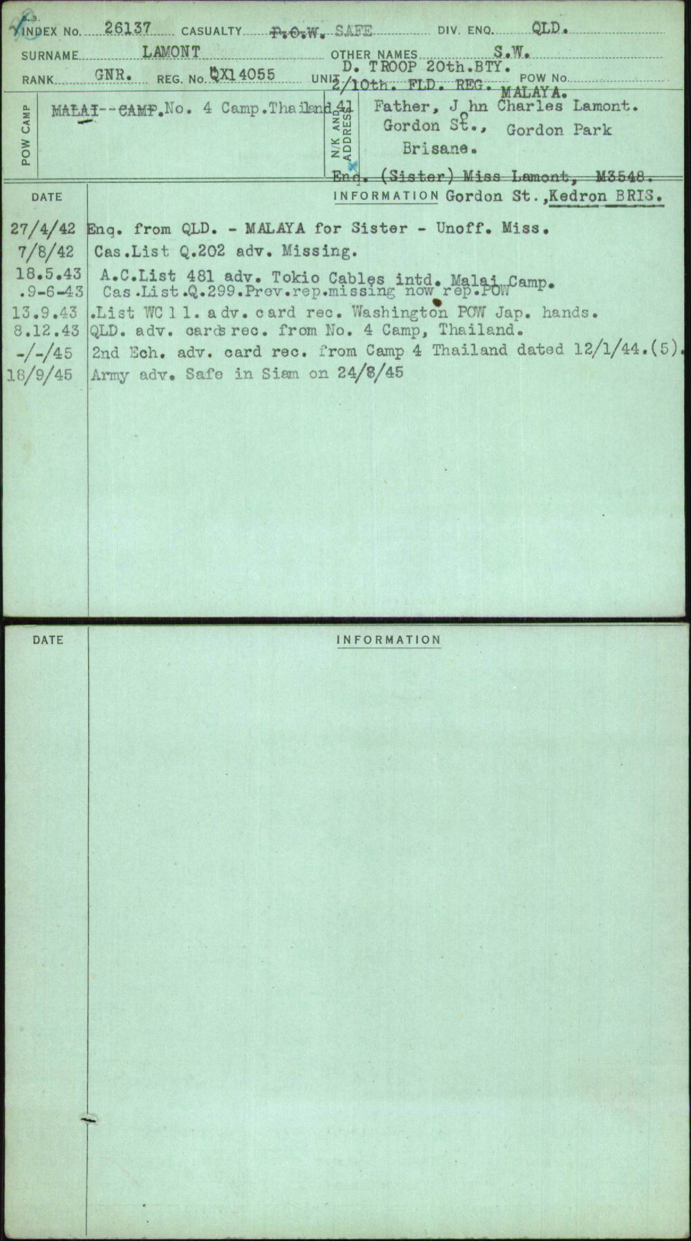 Lamont, S W, QX14055