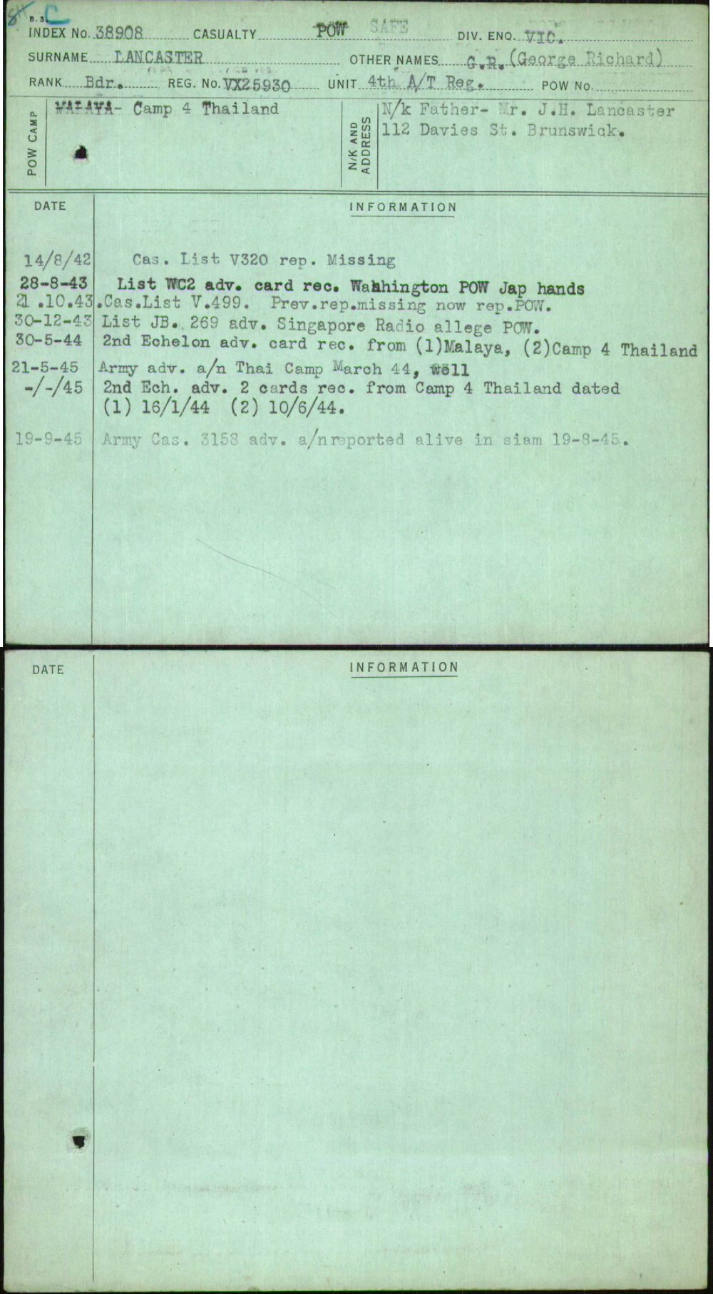 Lancaster, G R (George Richard), VX25930