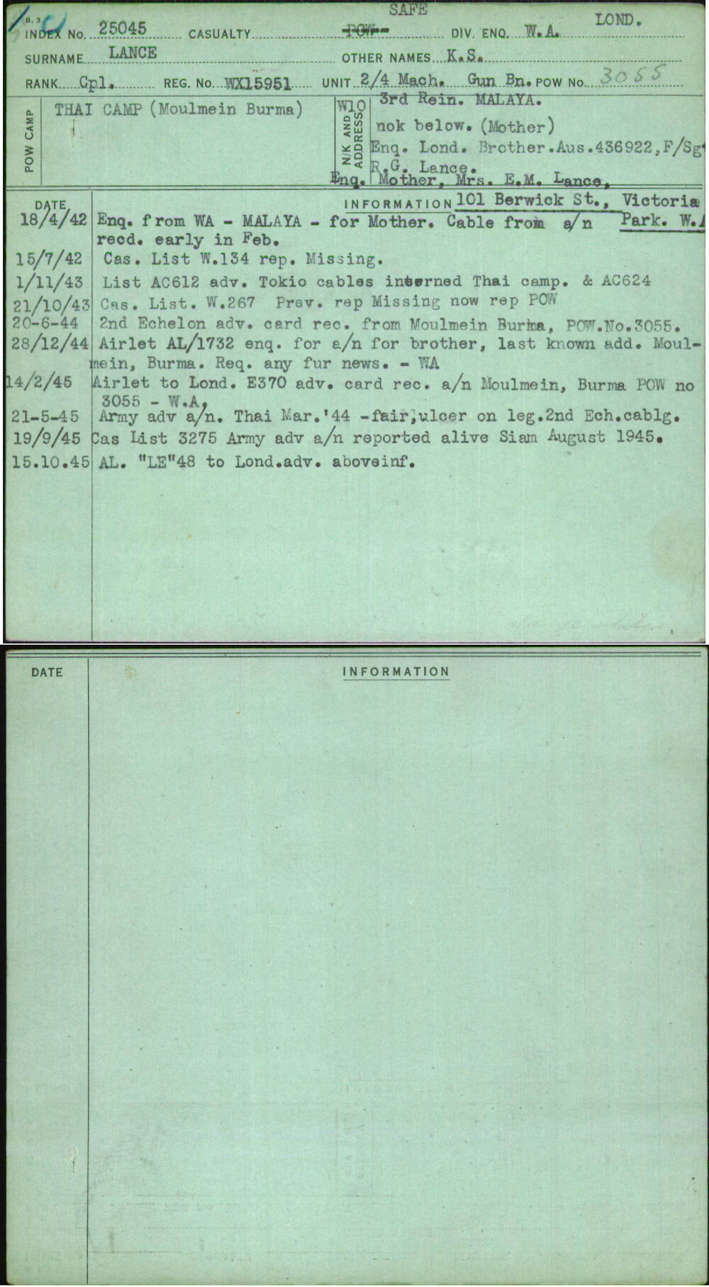 Lance, K S, WX15951