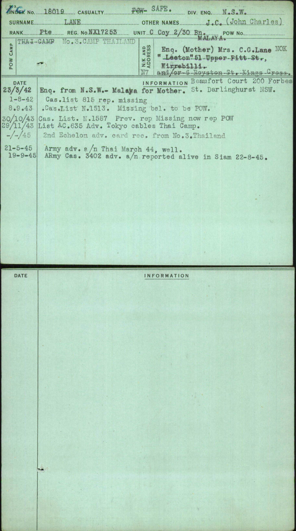 Lane, J C (John Charles), NX17253