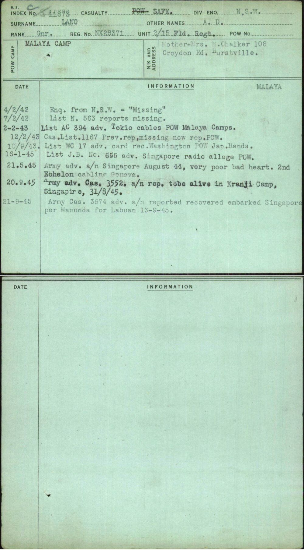 Lang, A D, NX28371