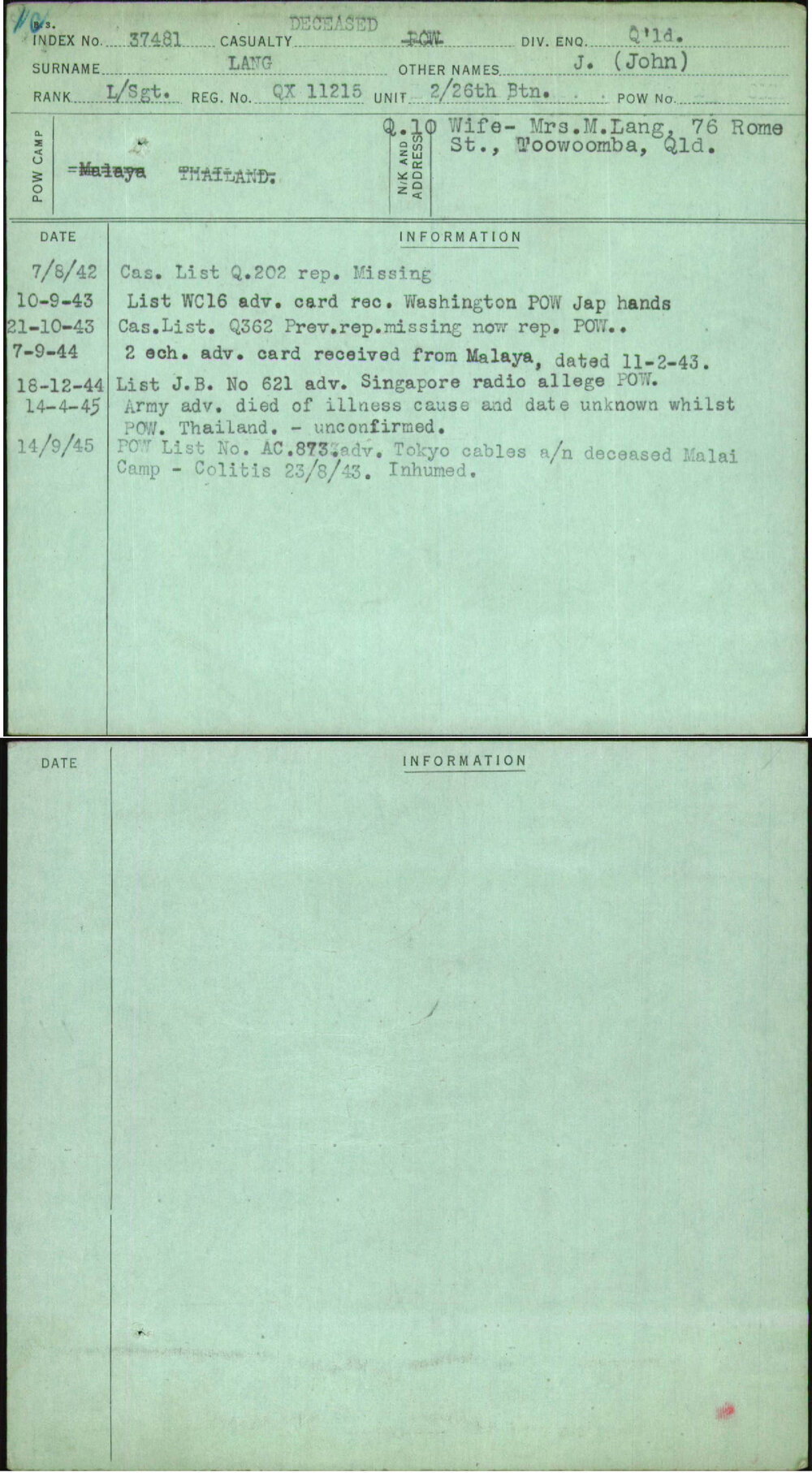Lang, J (John), QX11215