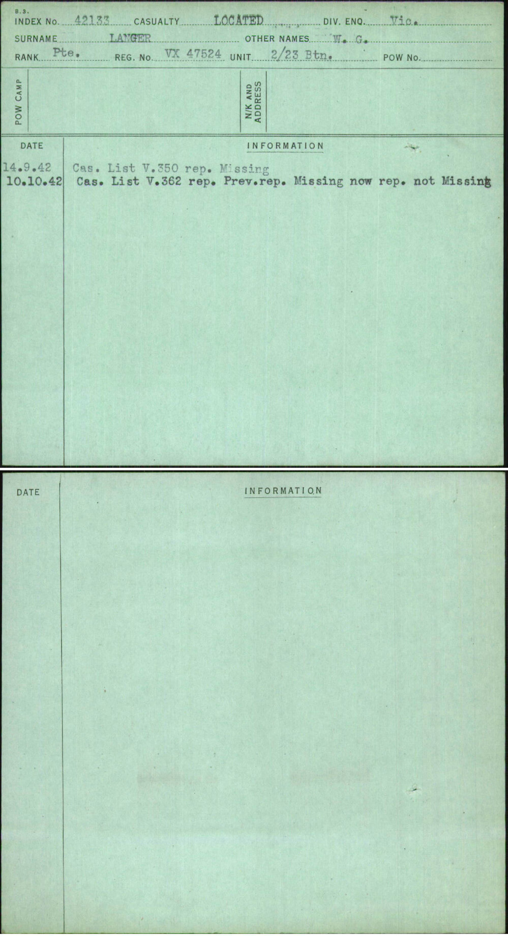 Langer, W G, VX47524