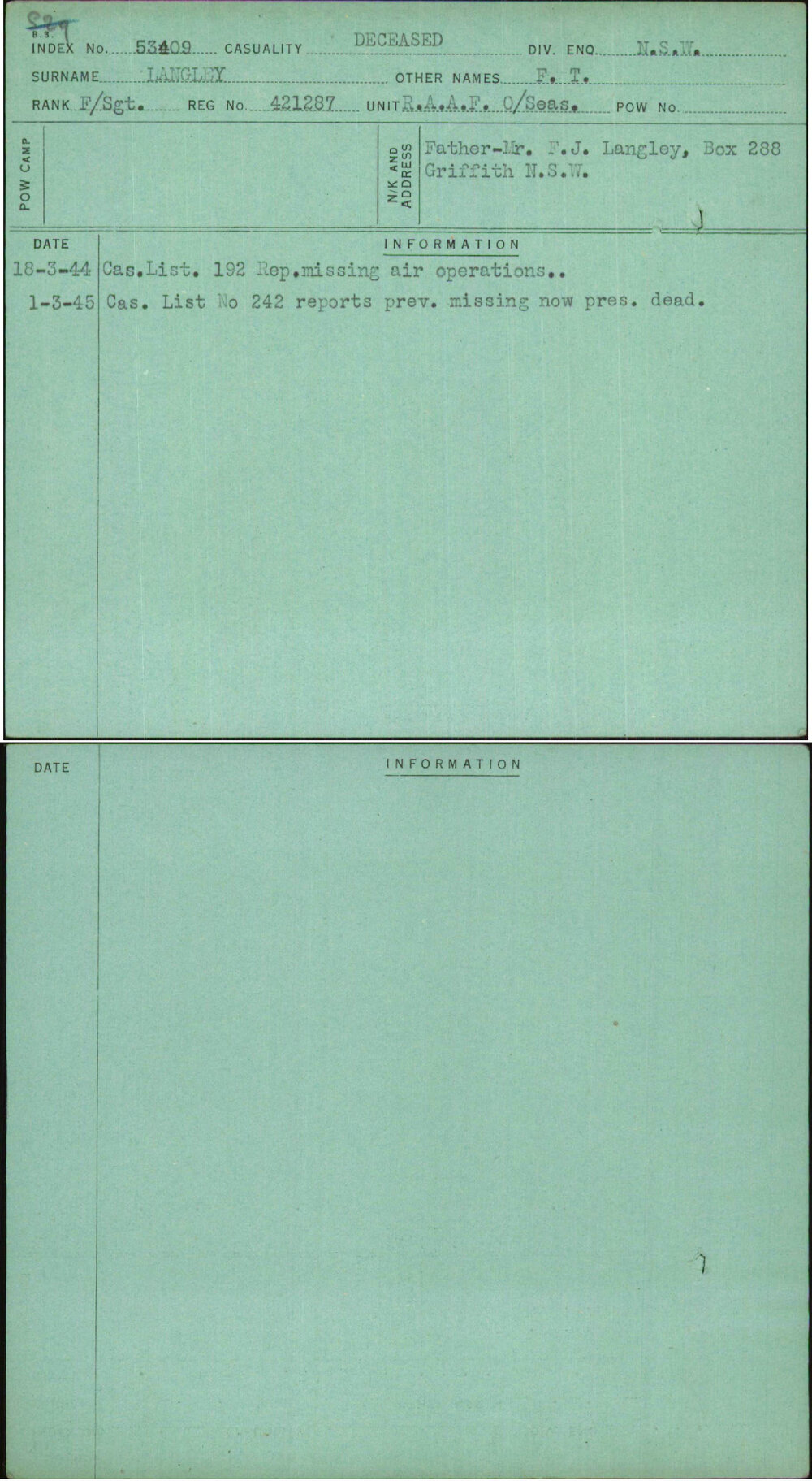 Langley, F T, 421287