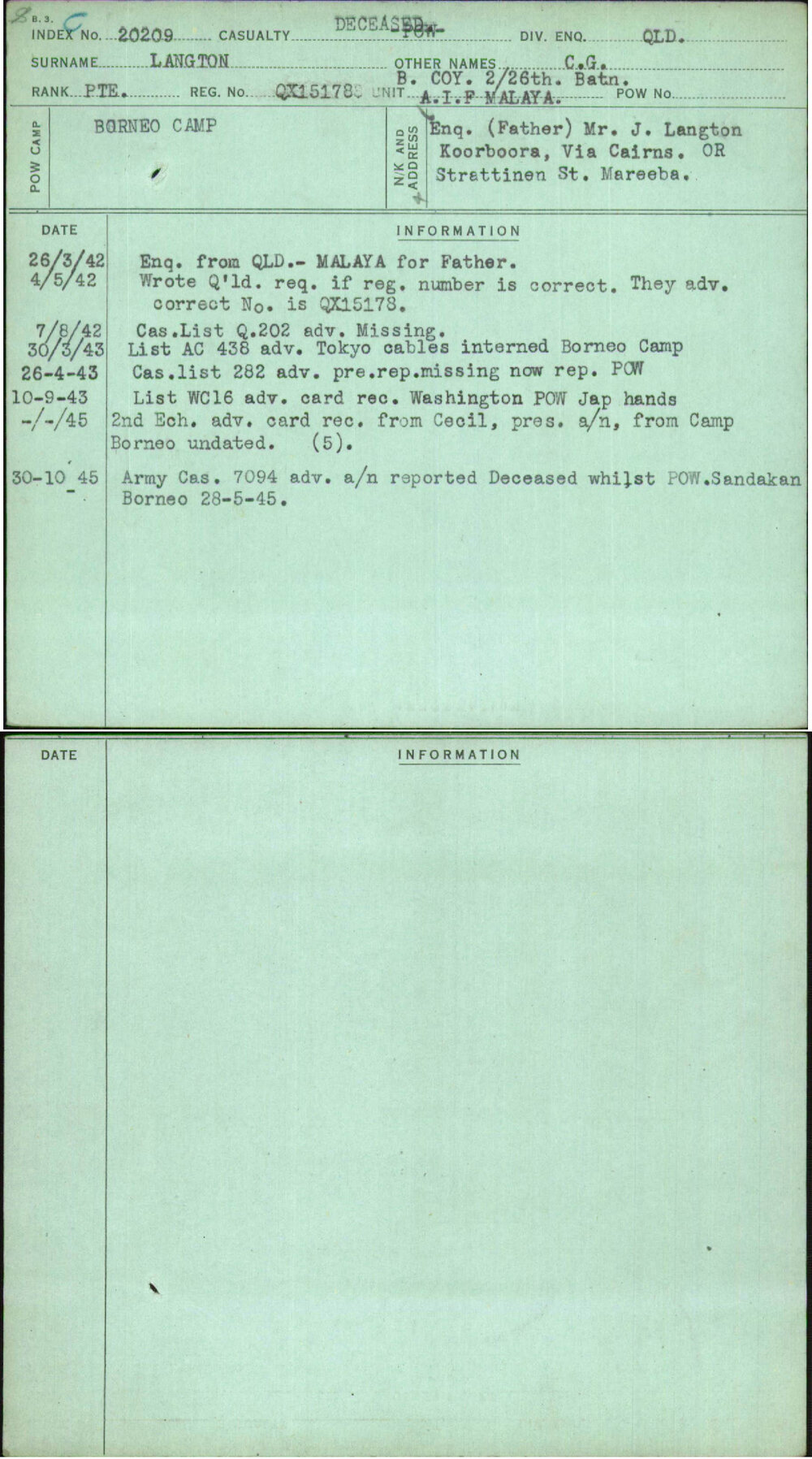Langton, C G, QX151788