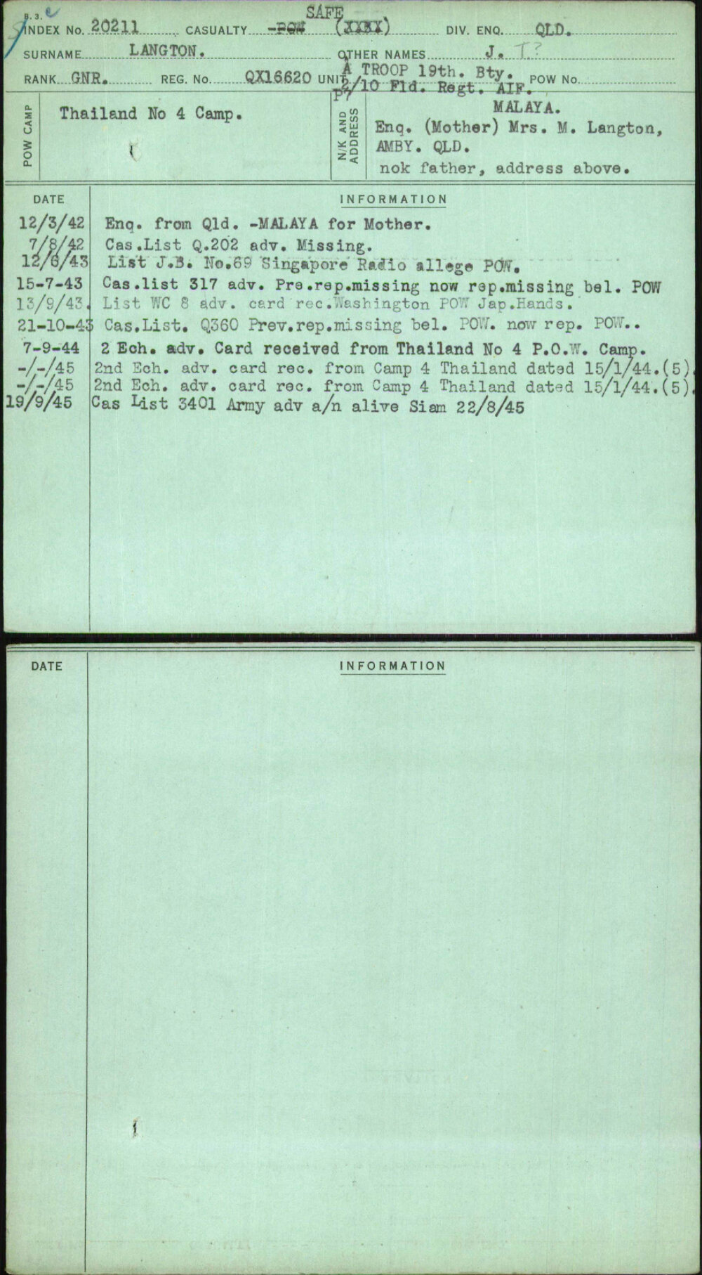 Langton, J T, QX16620