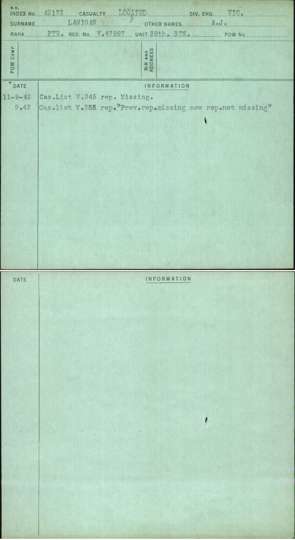 Lanigan, A J, V47997