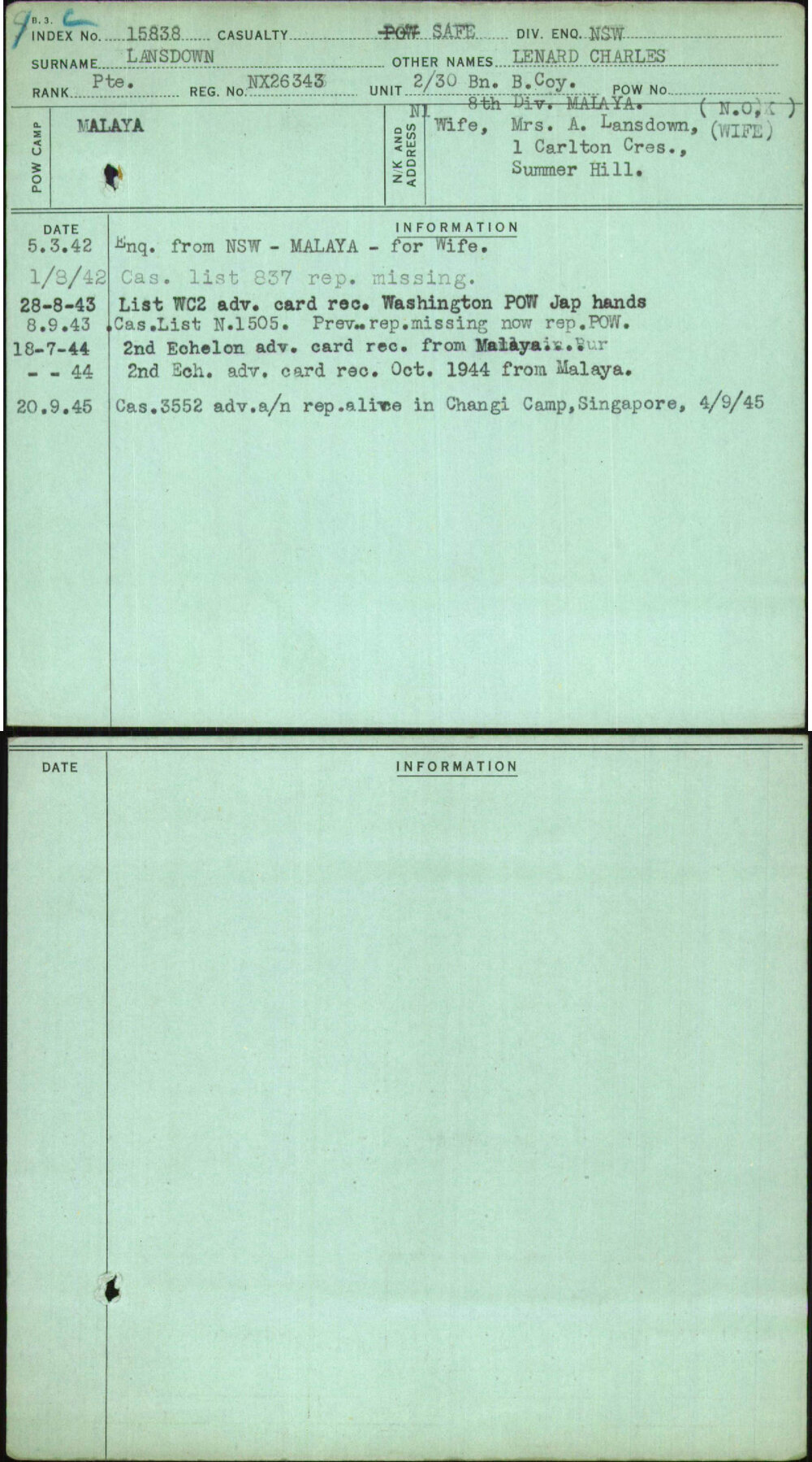 Lansdown, Lenard Charles, NX26343