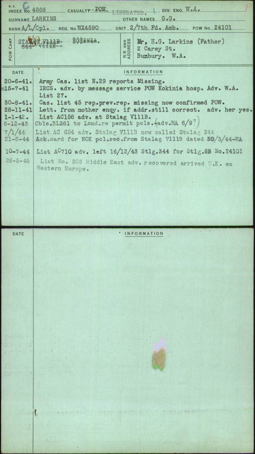 Larkins, G G, WX4590