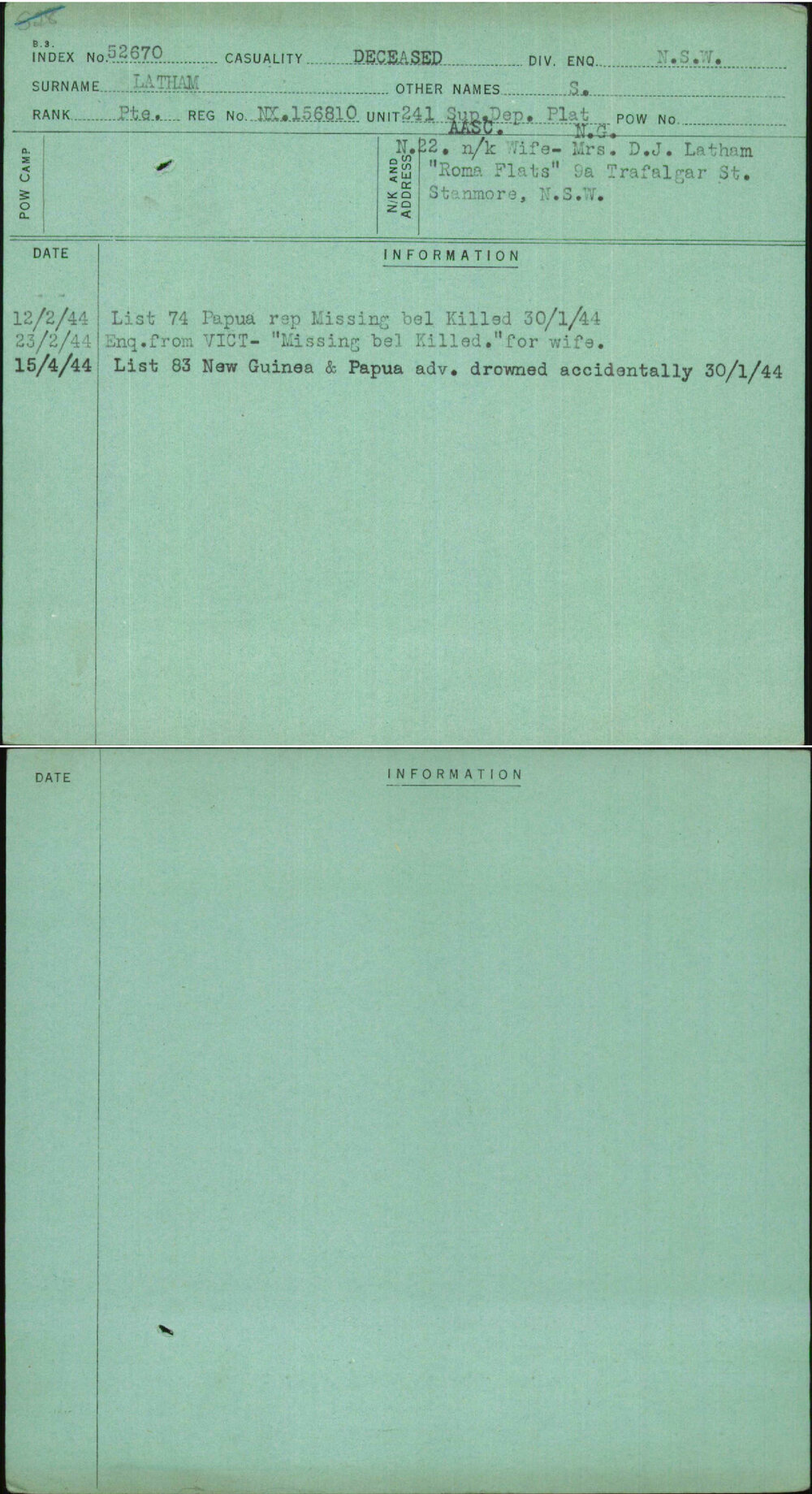 Latham, S, NX156810