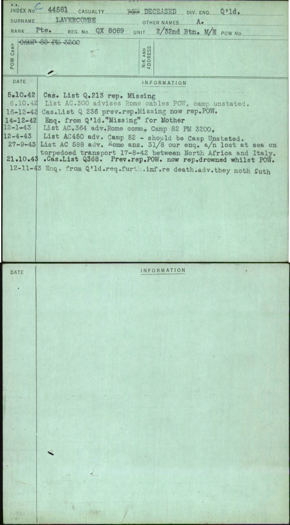 Lavercombe, A, QX8089