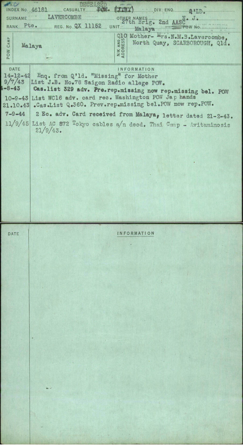 Lavercombe, N J, QX11152