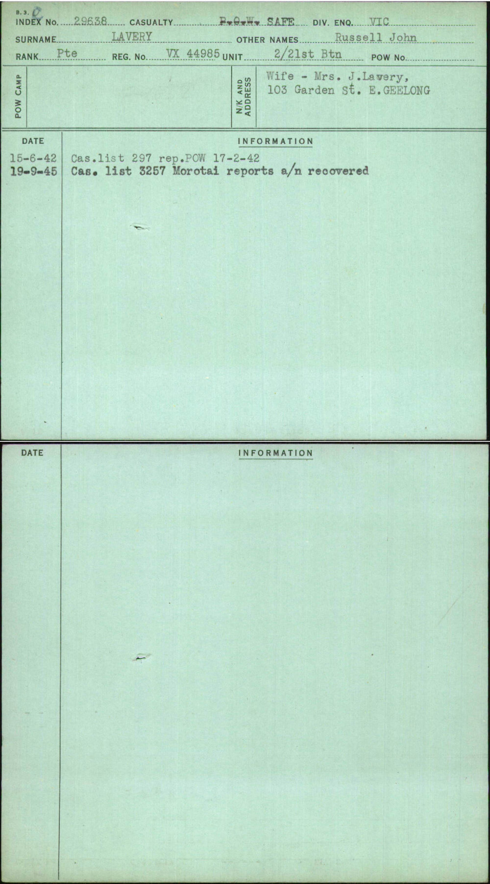 Lavery, Russell John, VX44985