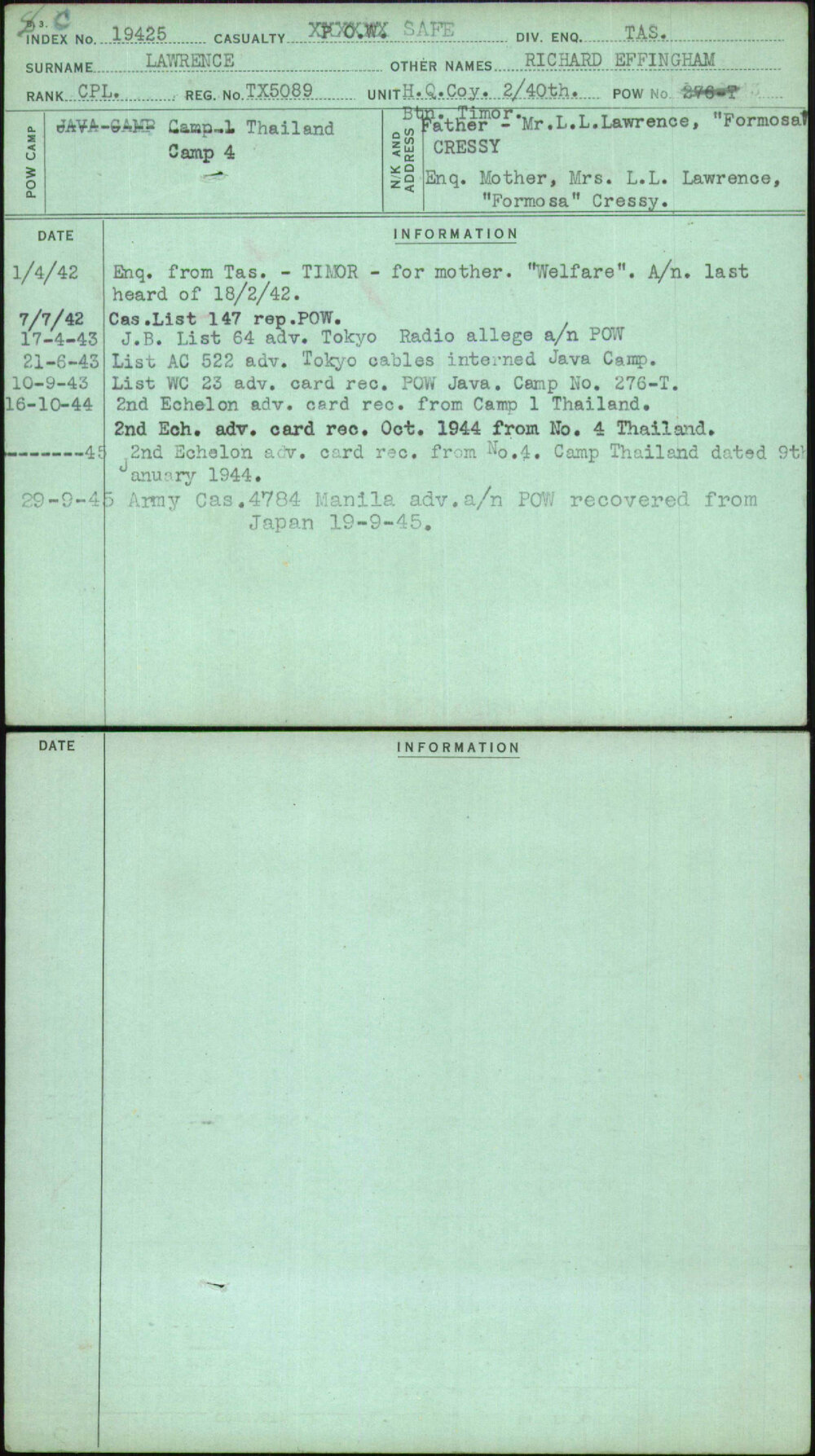 Lawrence, Richard Effingham, TX5089