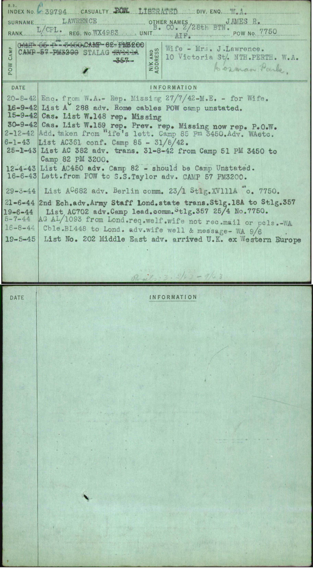 Lawrence, James R, WX4983