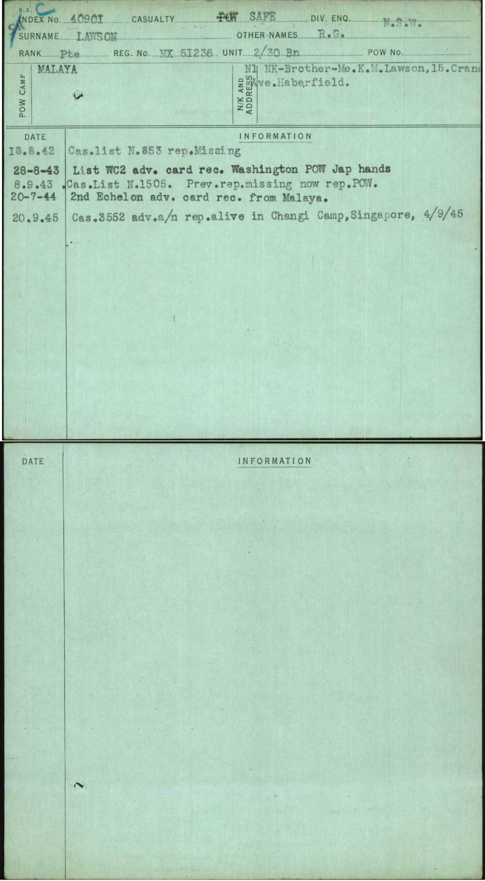 Lawson, R G, NX51236