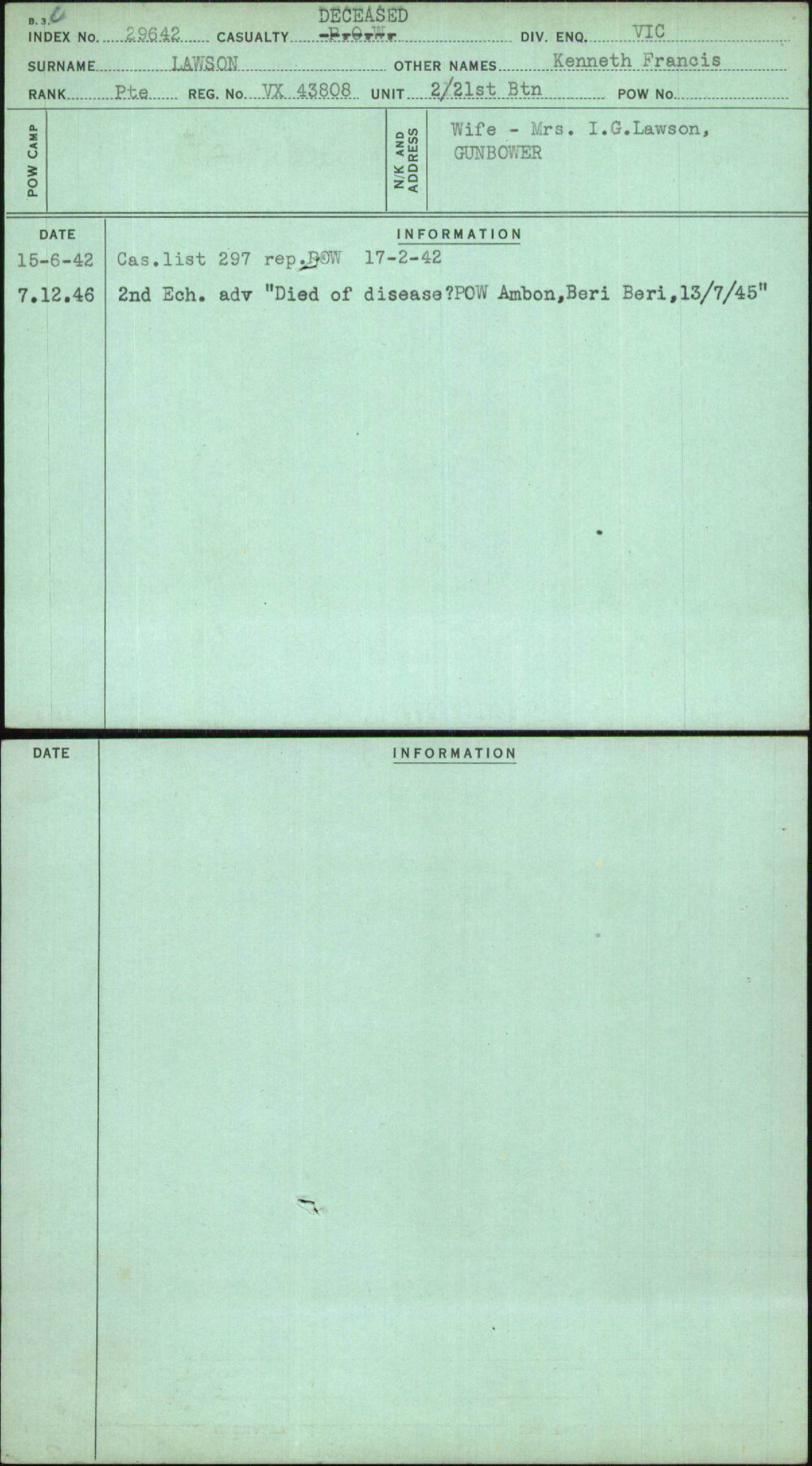 Lawson, Kenneth Francis, VX43808