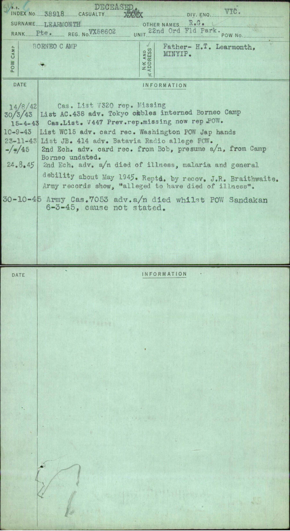 Learmonth, R G, VX58602