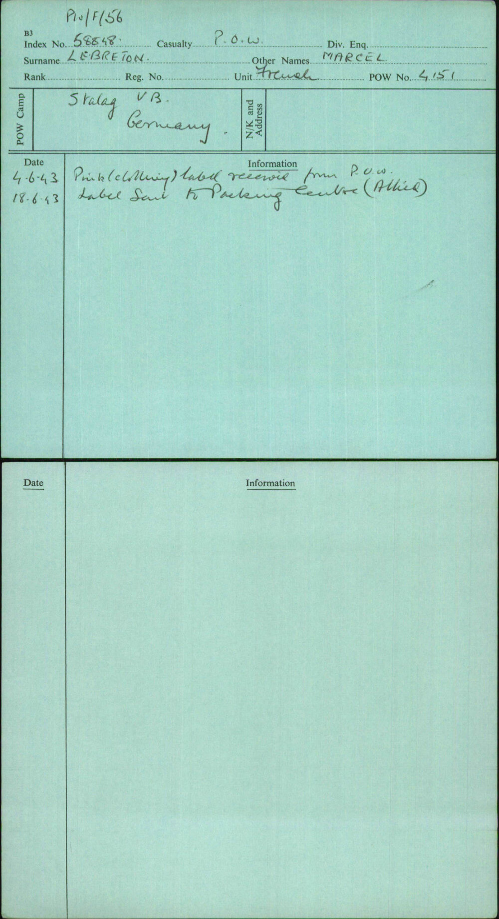 Lebreton, Marcel, [No Service Number]