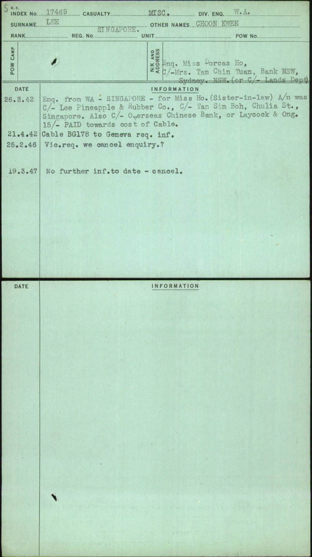 Lee, Choon Kwee, Singapore