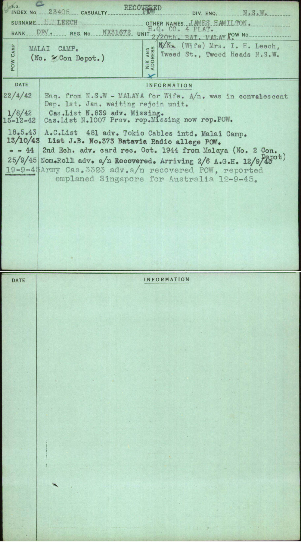 Leech, James Hamilton, NX31672