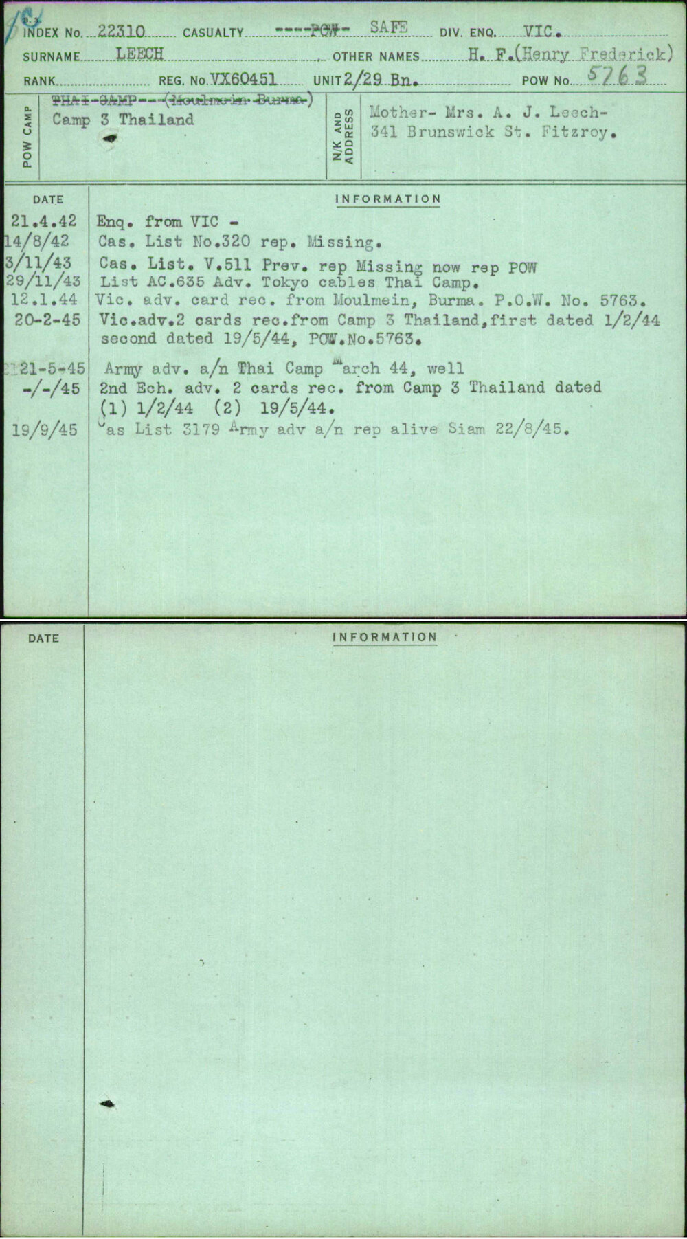 Leech, H F (Henry Frederick), VX60451