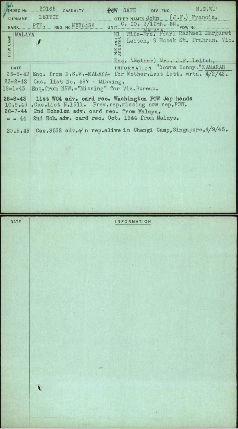Leitch, John (J F) Francis, NX35436