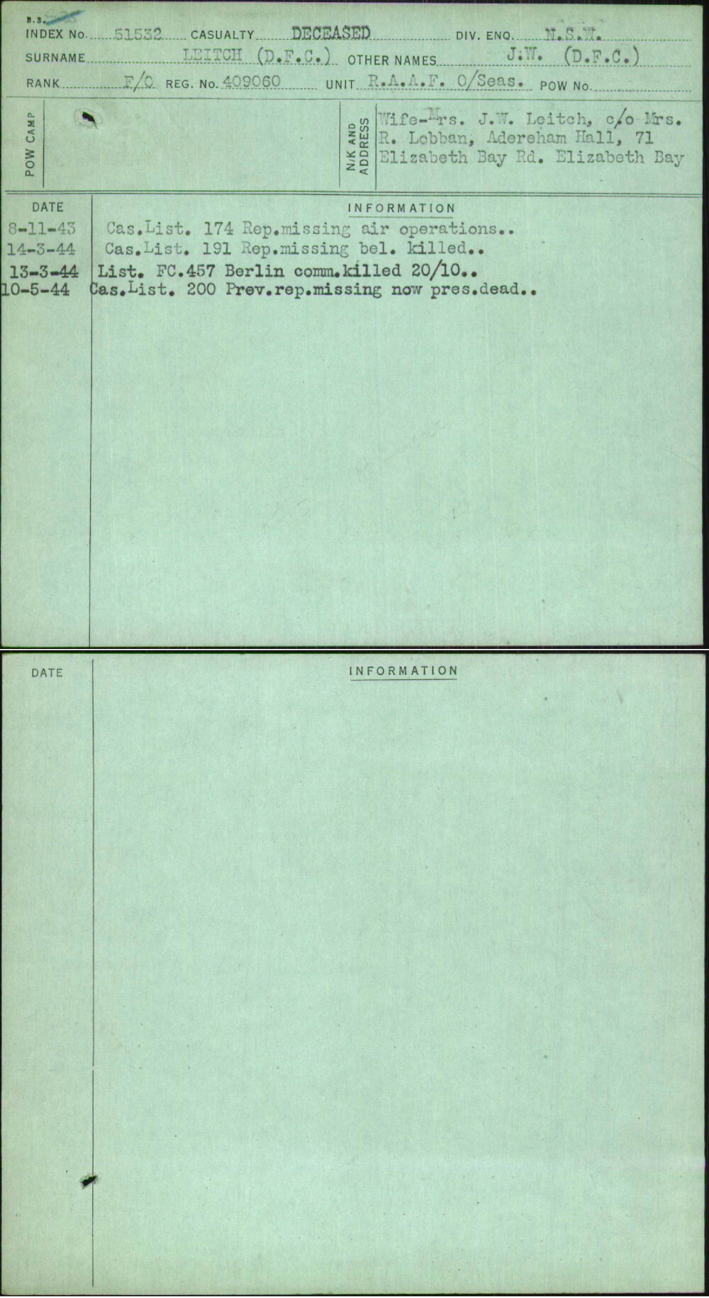 Leitch (Dfc), J W (D F C), 409060