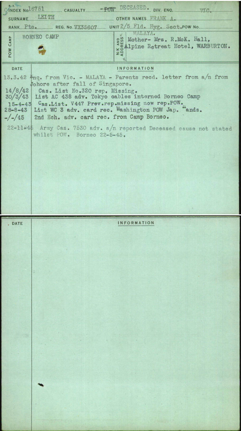 Leith, Frank A, VX35607