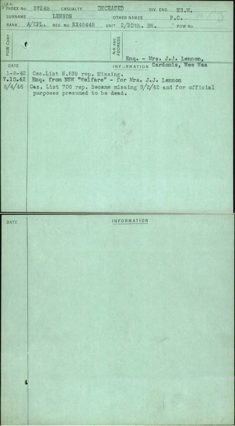 Lennon, P C, NX48445