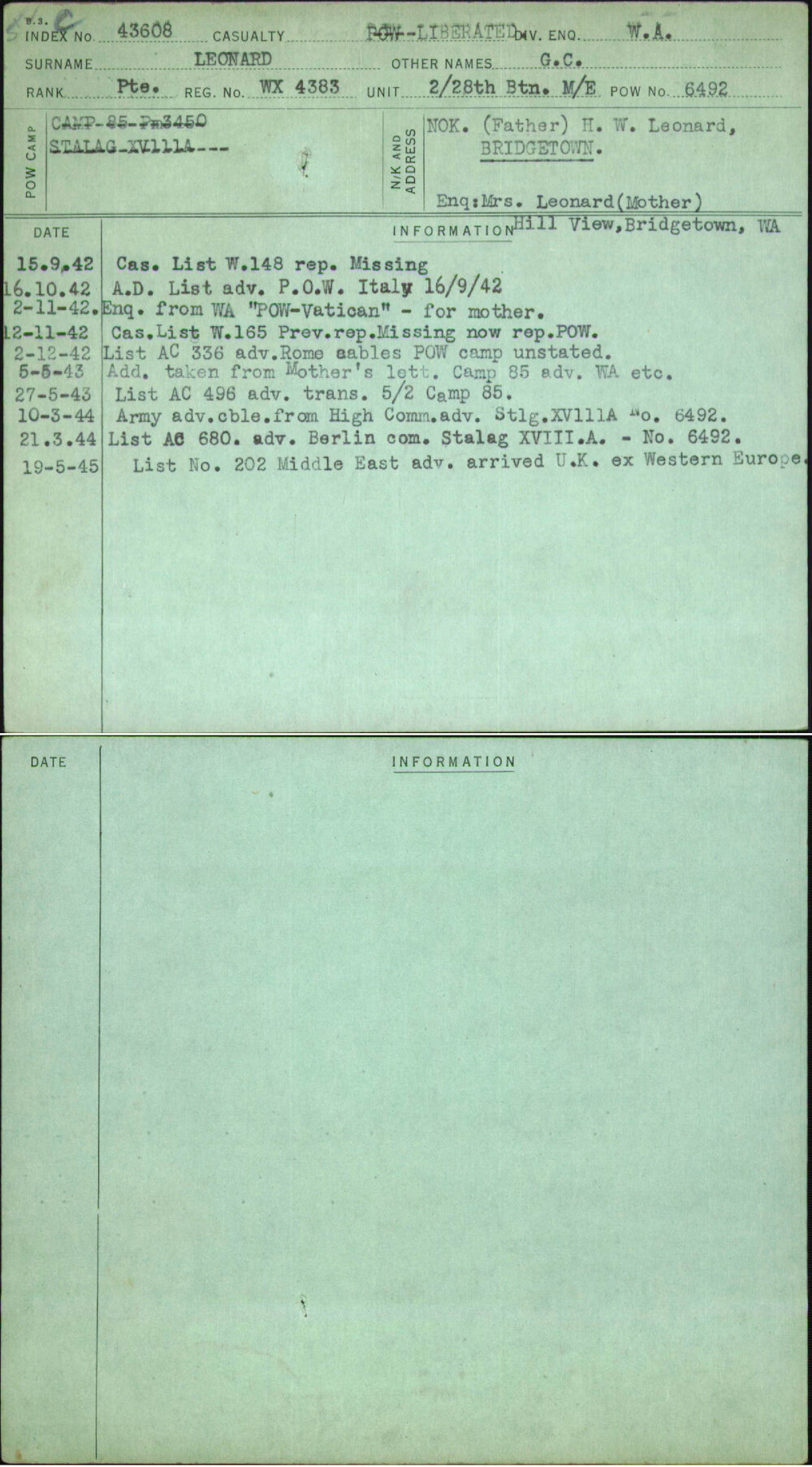 Leonard, G C, WX4383