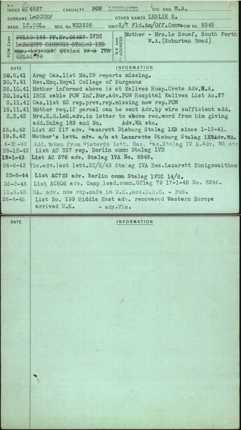 Lesouef, Leslie E, WX3326