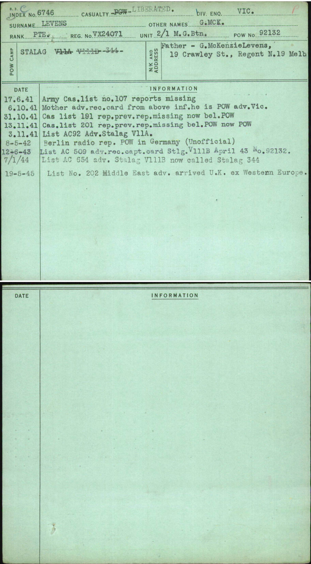 Levens, G Mck, VX24071