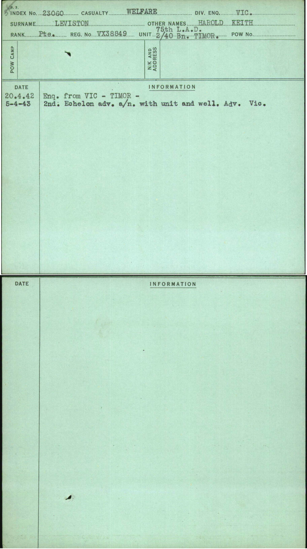 Leviston, Harold Keith, VX38849